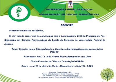 Convite Aula Inaugural do PPGCF, 2018