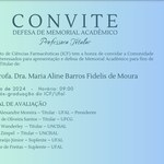 Apresentação e Defesa de Memorial Acadêmico para fins de promoção de Professor Titular da Profa. Dra. Maria Aline Barros Fidelis de Moura