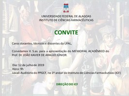 Convite: Memorial Acadêmico do professor João Xavier