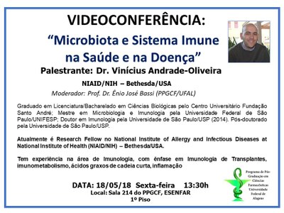 Videoconferência: “Microbiota e Sistema Imune na Saúde e na Doença”